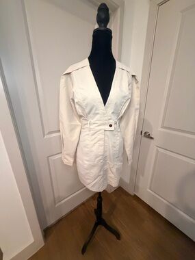 Women's Cream Utility Trench Dress Jacket